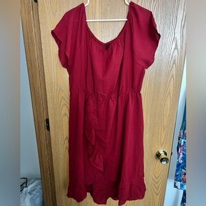 Women’s Asymmetrical Ruffle Hem Off the Shoulder Plus Dress